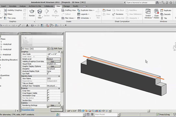 کشیدن تیر بتنی با Revit