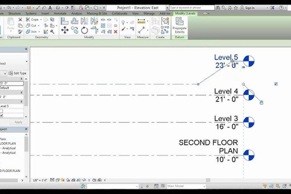 افزودن level در Revit