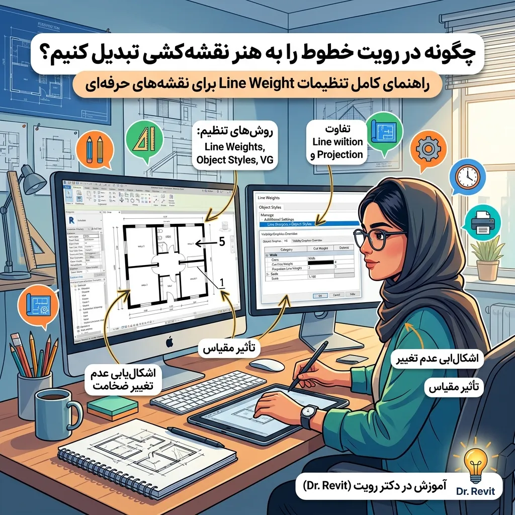 تنظیم ضخامت خطوط در رویت